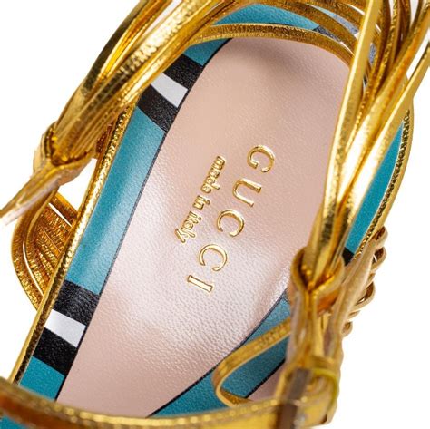 gucci allie knotted metallic leather platform sandals|Gucci women's sandals.